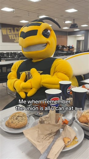 Stinger discovered the union is all-you-can-eat and hasn't left since orientation week 🐝 | Baldwin Wallace University