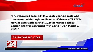 Kinumpirma ngayon ng Department of Health na mayroon nang isang Pilipinong gumaling mula sa sakit na COVID-19. | GMA News
