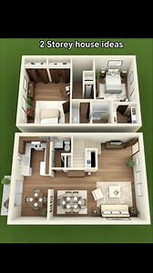 3.3K views · 12 reactions | A stylish 2-storey design featuring 2 cozy bedrooms upstairs, open living and dining spaces downstairs — perfect for small families. For inspiration ideas only. #DreamHouse #ModernHome #2bedrooms #2storey #floorplan ℂ핣핖핕핚핥 핥할 ℝ핚하학핥핗핦핝 핆함핟핖핣 | Dream House | Facebook