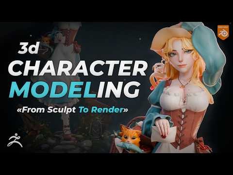 Stylized Cottagecore Girl Sculpt in 33 minutes | Zbrush & Blender