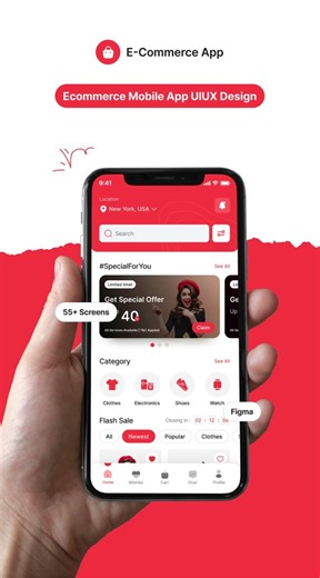 E-Commerce Mobile App Figma UI Kit | UI UX Design Resources | Figma Design | ECommerce App Project
