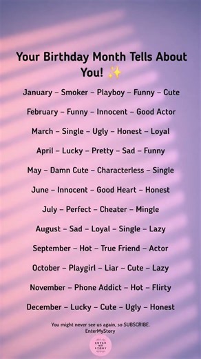 Your Birthday Month Tells About You! 🤔 Is It True? Comment Below!