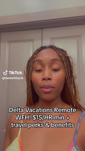 Delta vacations is hiring remote employees to work from home! They are paying a minimum of $15/hr & since they are partnered with delta airlines, there are also travel and vacation perks along with other benefits! #DashofDaysh #workfromhomemom #wfhjobs #remotejobs2023 #workfromhome2023 #deltaairlines #makemoneyonline