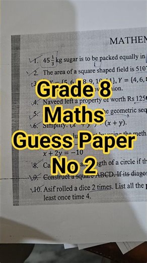 Class 8 Maths Guess Paper 2026 | PECTAA Final Term Important Questions