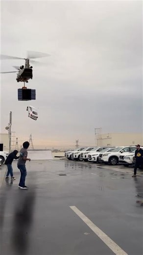 Car flying parking in sky.