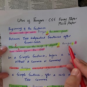 72K views · 3.9K reactions | CSS Essay Grammar :uses of Therefore 1..Use therefore with comma in the starting of sentence. 2..Use therefore after semi colon and before comma in two independent clauses. 3..Use therefore without comma before verb. 4..Use therefore with comma after verb. | English with Saeed Wazir | Facebook