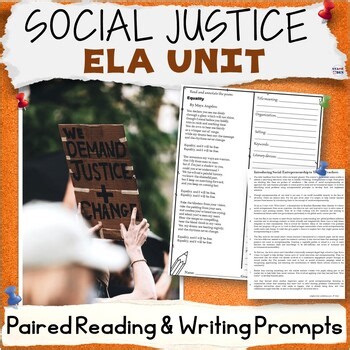 Social Justice Day Unit - ELA Literature Paired Passages With Writing Prompts