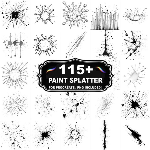 115+ Paint Splatter Procreate Stamps, Splatter Png Bundle, Instant Download - Etsy