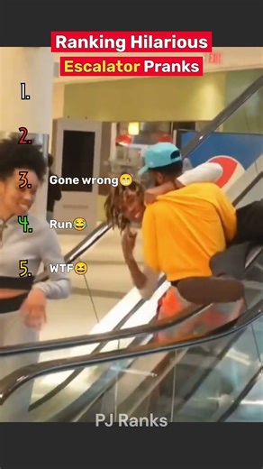 These Escalator Pranks Are TOO Funny 🤣||PJ Ranks #shorts #shortsfeed #funny #fun #prank #ai #ranking