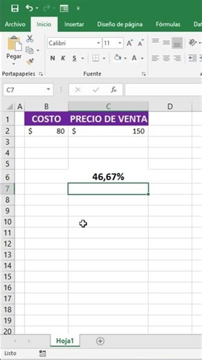 Cómo calcular tu margen de ganancia en segundos — Ejemplo real en Excel #excel #shorts