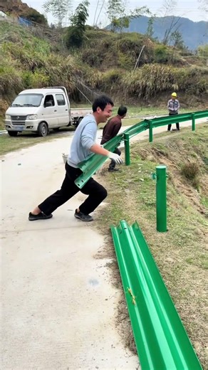 Satisfying Wavy Guardrail Installation! #Shor