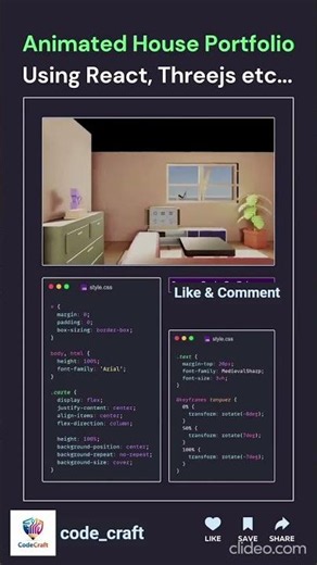🏠 Animated 3D House Portfolio Using React & Three.js 🤯