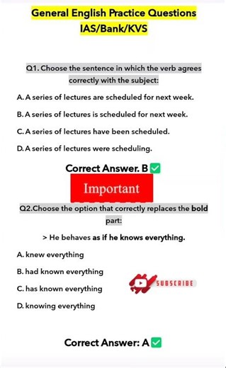 High-Level General English Objective Test | Competitive Exams