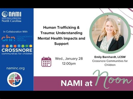 NAMI at Noon - Human Trafficking Trauma: Understanding Mental Health Impacts and Support | Emily Barnhardt, LCSW