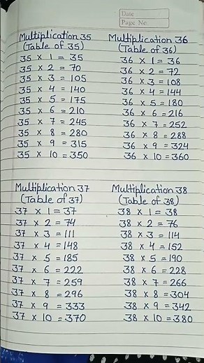 multiplication of 35,36,37, 38 #table #trending #viral #ytshorts #video #youtubeshorts