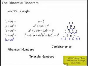 1 Binomial Theorem - Introduction to the binomial theorem and its relation to the Pascal's triangle.