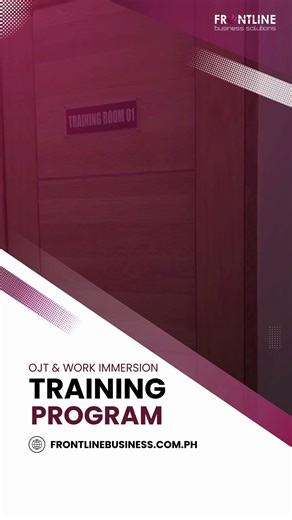 Start your journey where real growth begins. At Frontline Business Solutions, our OJT & Immersion Program doesn’t just train you — it transforms you. Build your skills, boost your confidence, and discover the kind of professional you’re meant to become. Want to be part of a team that invests in your future? 👉 Send us a message now to apply! Visit our website to know more about our programs or send inquiries to contact@frontlinebusiness.com.ph. ✨College OJT: https://frontlinebusiness.com.ph/coll