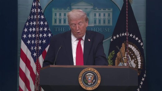 President Donald Trump talks during the White House briefing on Tuesday, Jan. 20. Today marks his first year in office for his second term. | KTSM 9 News
