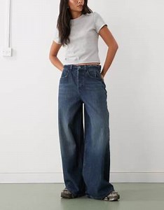 COLLUSION X007 XL baggy low rise jeans in grunge slubby mid wash | ASOS