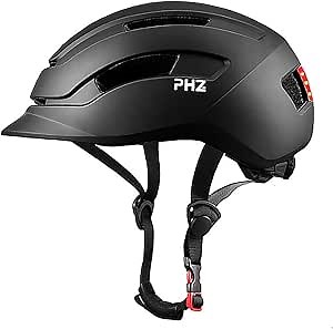 PHZ. Bike Helmet Adults - Urban Commuter Adjustable Helmets with Light for Women Men Bicycle Mountain Cycling Scooter Road