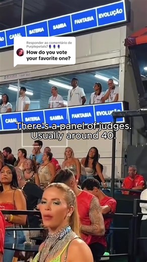 Respondendo a @Purplepetals7🪻🪻🪻 No public voting. Only official judges. They’re carefully selected by the samba league and must have technical knowledge in their category music, dance, costumes, percussion, visual arts… Most are researchers, artists, choreographers or professors. People who actually understand what they’re judging. Because the standards are extremely high. And one decimal can decide everything. #carnival #riodejaneiro #visitbrazil #brazil #traveltiktok