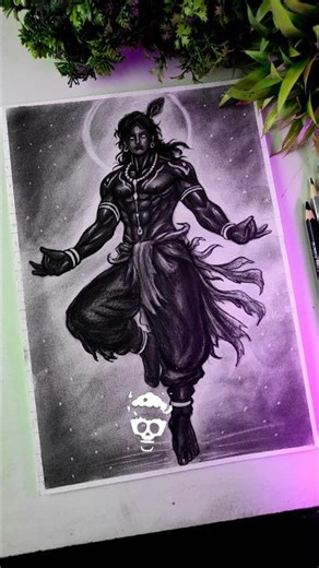 "AURA"🗿 Of Lord Krishna 🔥🦚 #shorts #krishna #aura #sketch #art #viral #ytshorts #god