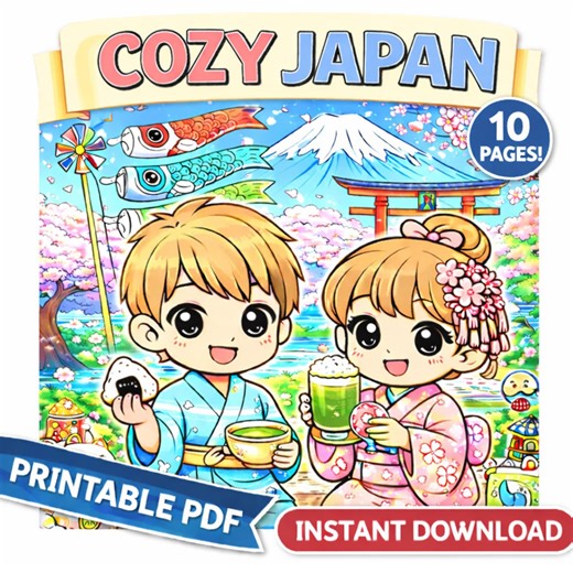 Cozy Japan Coloring Book, Japanese Scenes, Relaxing Adult Coloring (printable PDF 10 Pages) - Etsy