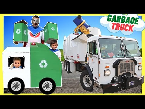 Playing on our Kid Garbage Truck and chasing real Trash Trucks | Recycle Garbage Truck Compilation