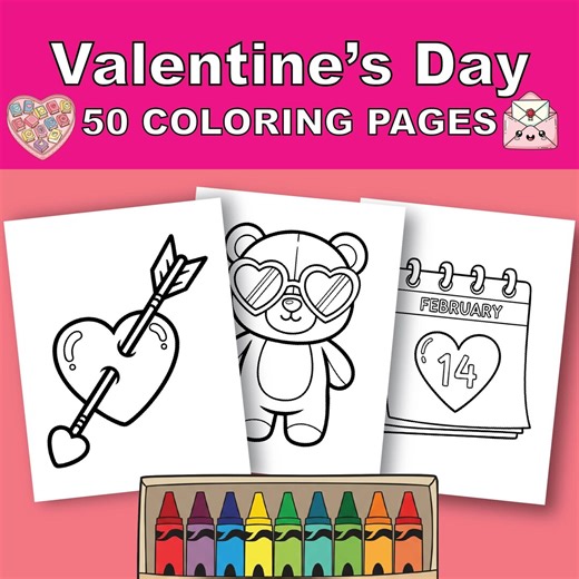 50 Bold & Easy Valentine Coloring Pages for Kids (printable PDF) - Etsy Australia
