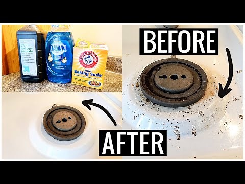 HOW TO CLEAN STOVE TOP with Hydrogen Peroxide, Baking Soda, & Dawn to REMOVE GREASE FAST!!!