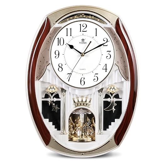 Musical Motion Wall Clock with Rotating Pendulum