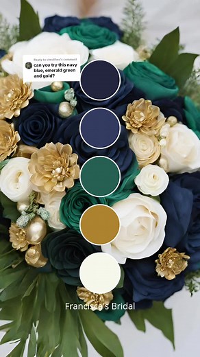 Navy Blue, Emerald Green, and Gold Wedding Color Ideas
