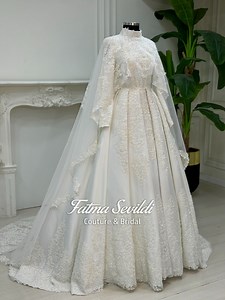Lace Cape Muslim Wedding Dress: Beaded Islamic Bridal Gown - Etsy
