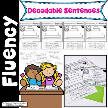 Decodable Word Pyramid Worksheets for Reading Fluency | CVC & Short Vowels