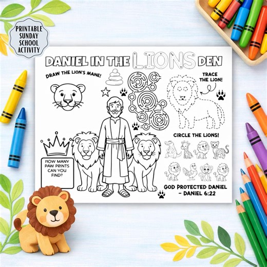 Daniel in the Lions Den Activity Sheet, Sunday School Printable Activity, Christian Homeschool Worksheet, Bible Story Coloring Page - Etsy Canada