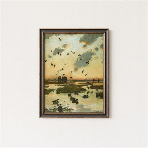 Vintage Duck Hunting Wall Art | Antique Sporting Landscape Print | Rustic Cabin Decor | Wildlife Hunting Scene - Etsy