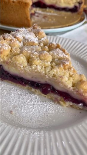 Heidelbeerkuchen mit Butterstreusel und Vanillepudding #recipe #baking #cake