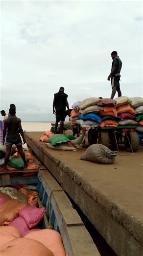 Unloading of Palm Kernel Shell in Ghana.