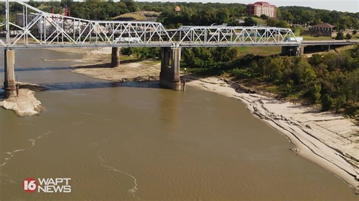 2.9K views · 47 reactions | RIVER RUNNING LOW - Eagle Eye 16 flies over the dangerously low Mississippi River near Vicksburg for a bird's eye view of the impact. | 16 WAPT News | Facebook