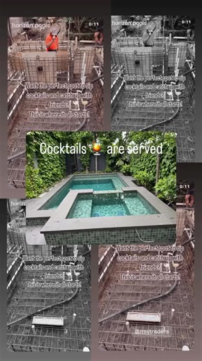 The Bar is open at our cocktail pool When small spaces are utilised by beautiful functional design. #concretepool #horizonpools #cocktailhour | Horizon Pools | Facebook