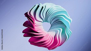 3d animation render of Abstract ring rotating. Smooth hypnotic pattern. Infinite seamless loop. Ring rotation light background. Blue backdrop. 4K Abstract intro animation or Logo reveal template