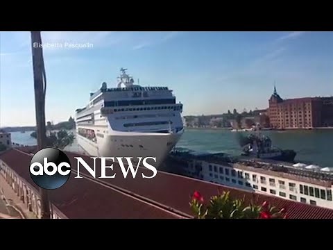 A massive luxury cruise ship crashed into a dock in Venice, Italy