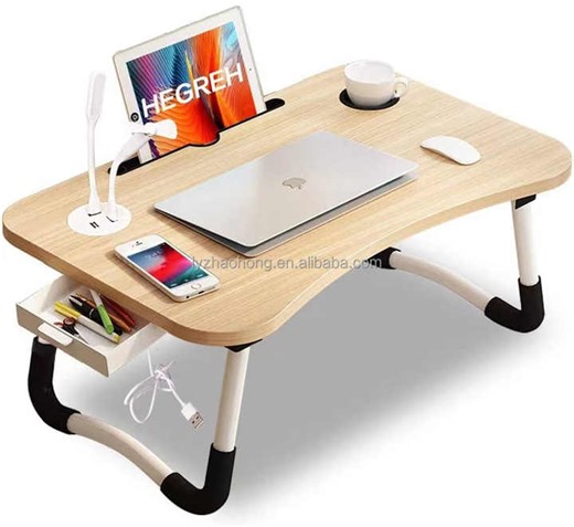 Mdf Folding Wooden Laptop Desk Table With Strong Legs for Bed Folding Computer Desk  Small Computer Desk
