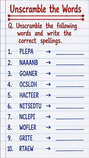 Unscramble the Words | English Word Puzzle