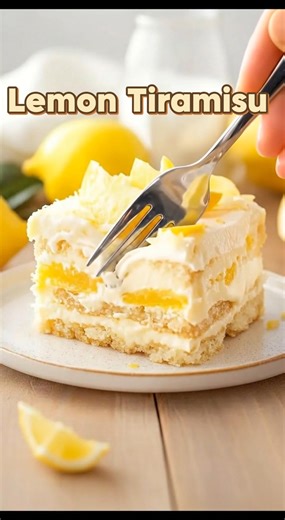 Lemon Tiramisu 🍋✨ This Lemon Tiramisu is bright, creamy, and downright irresistible. Soft ladyfingers soaked in sweet-tart lemon syrup, layered with fluffy mascarpone cream, and chilled until perfectly sliceable. It’s light, refreshing, and tastes like sunshine on a plate. Save this one for later and tag a lemon lover who needs this dessert ASAP 💛 Yield: 9 large servings Ingredients: For the Lemon Syrup: 1/2 cup freshly squeezed lemon juice (about 3 lemons) 1/2 cup water 1/3 cup granulated sug