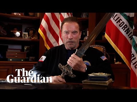 Schwarzenegger compares Capitol attack to Kristallnacht, brandishes sword