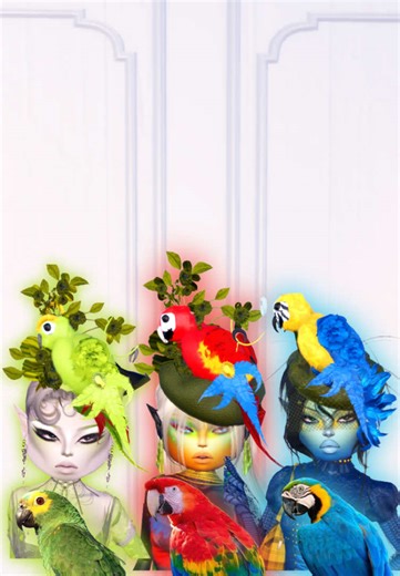 Different types of parrots as animal hats!!🦜💙 Tutorial for the scarlet macaw is at the end of the video, the other two are just a variation of that- good luck💀 :)) #animalhatdti #dresstoimpress #dtiparrot #parrottutorial #foryouu