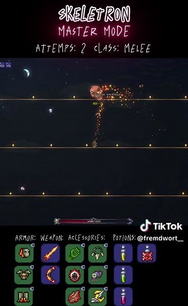 skeletron in master mode as melee. #terraria #skeletron #mastermodeterraria #meleeterraria