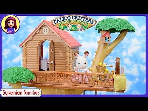 Sylvanian Families Calico Critters Tree House Gift Set House Tour with Log Cabin Kids Toys