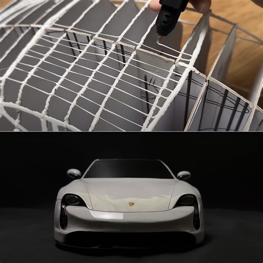 Auto Enthusiast Uses 3D Printing Pen to Create an Incredible Porsche Taycan Model with LED Lights